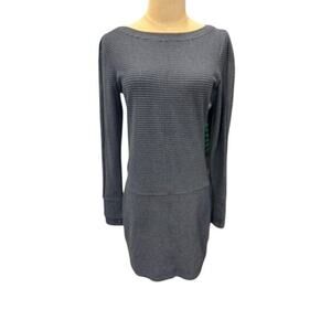 "ATHLETA" Gray W/Black Stripes Dress SZ XS‎ SLeeves Has Thumb Hole Gym Office